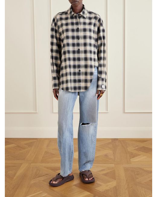 The Attico Gray Checked Cotton-Poplin Shirt