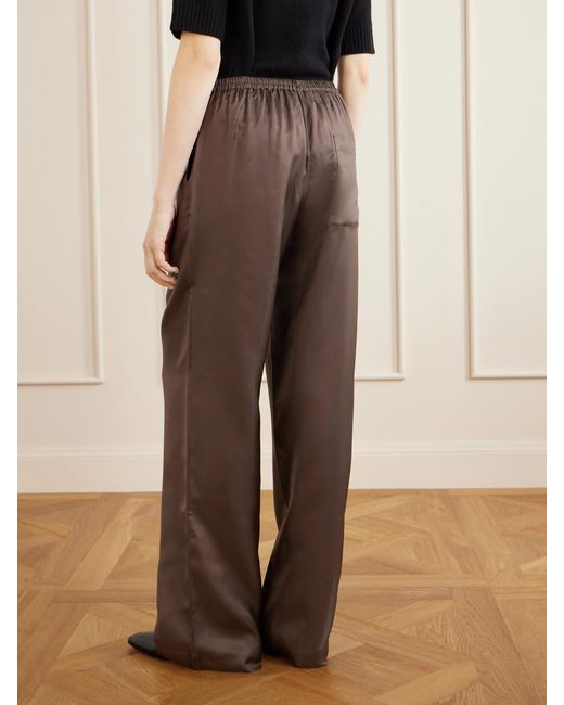 Loulou de Saison Brown Alera Silk Wide-Leg Pants