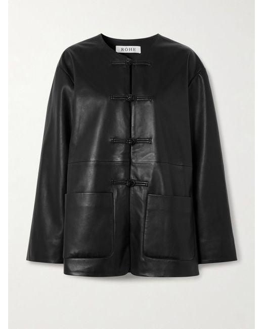 Rohe Black Oversized-Jacke Aus Leder