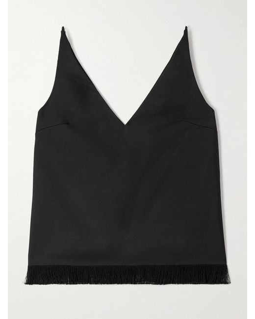 FFORME Black Emory Fringed Satin Tank