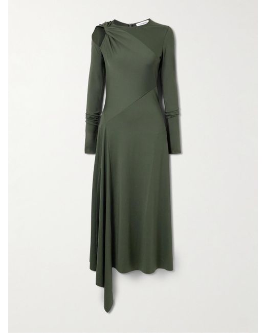 Victoria Beckham Green Asymmetrisches Midikleid Stretch-Jersey Mit Twist-Detail Und Cut-Out