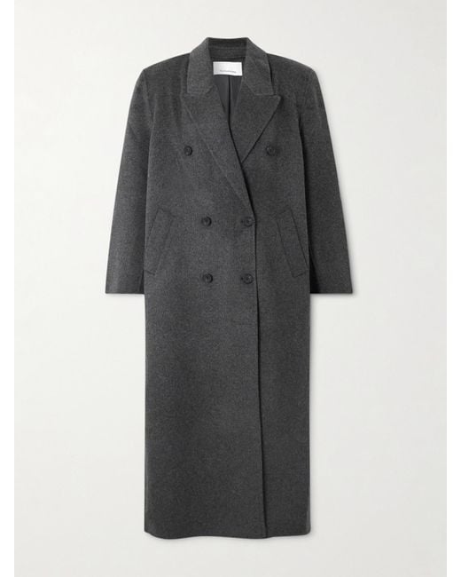 Frankie Shop Black Gaia Double-Breasted Wool-Blend Coat