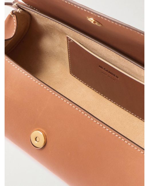 Jil Sander Brown Kleine Schultertasche Aus Leder