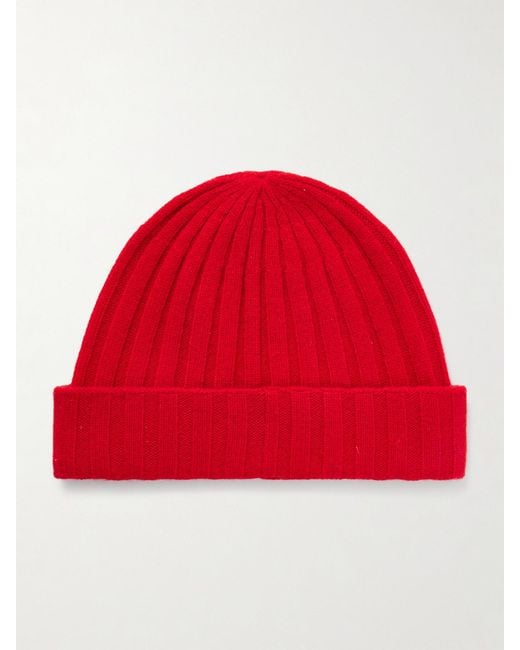 Totême  Red Ribbed Cashmere Beanie