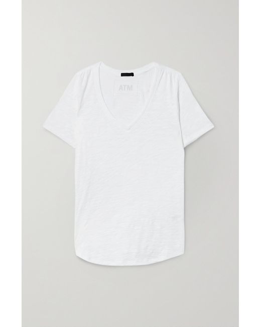 ATM White T-shirt Aus Flammgarn-jersey Aus Baumwolle