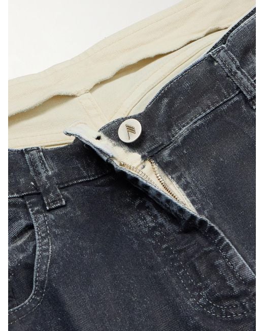 The Attico Blue Boyfriend-Jeans Aus Beschichtetem Denim