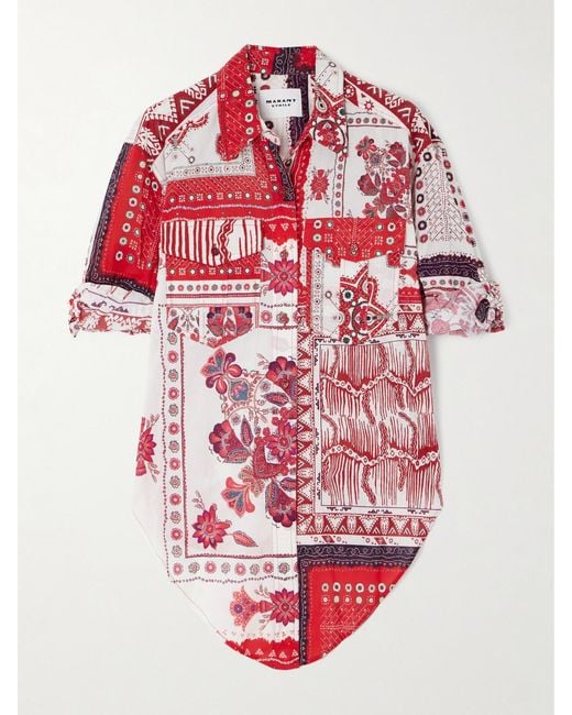 Isabel Marant Red Nathy Bandana-Print Cotton Shirt