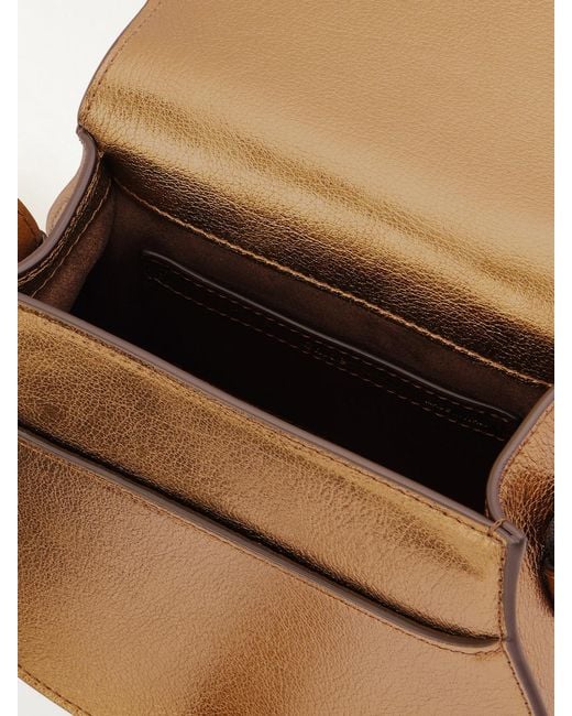 Chloé Natural Marcie Metallic Crinkled-Leather Shoulder Bag