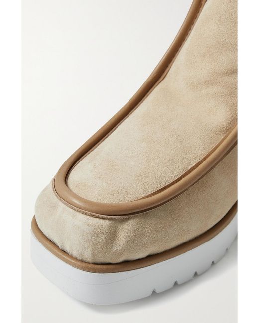 Gabriela Hearst Natural Tyga Leather-Trimmed Suede Ankle Boots