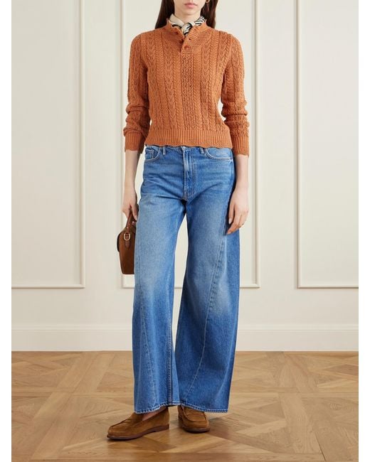 RRL Orange Hannah Crocheted Cotton Sweater