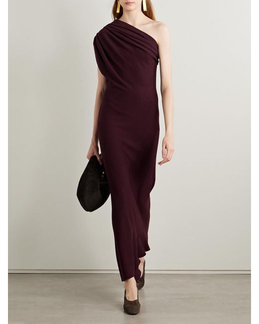 Khaite Purple Coast One-Shoulder Wool-Blend Maxi Dress