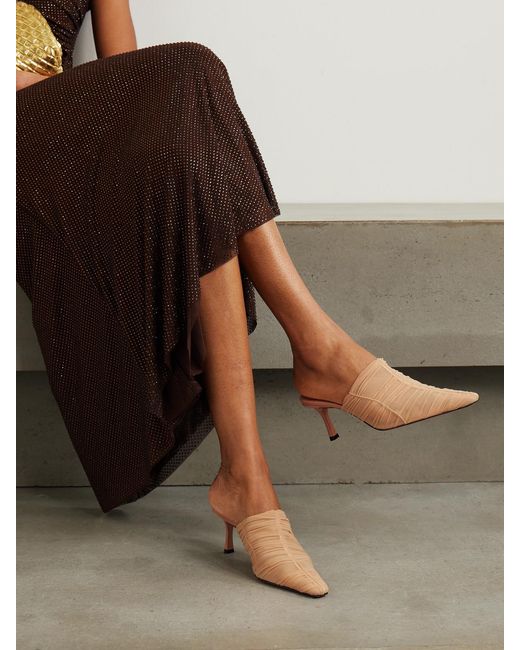 Jimmy Choo Natural Lotta 65 Ruched Tulle Mules
