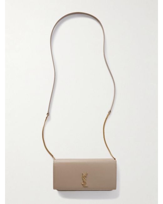 Saint Laurent White Cassandre Strap Leather Phone Case