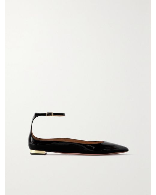 Aquazzura White Love Affair Patent-Leather Point-Toe Flats