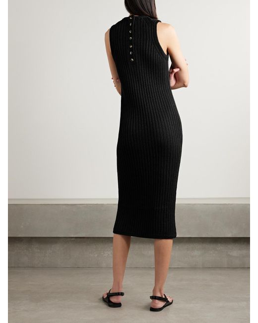 Proenza Schouler Black Leighton Ribbed-Knit Midi Dress