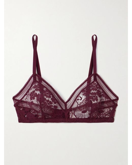 Eres Purple Royal Leavers Lace Soft-Cup Bra