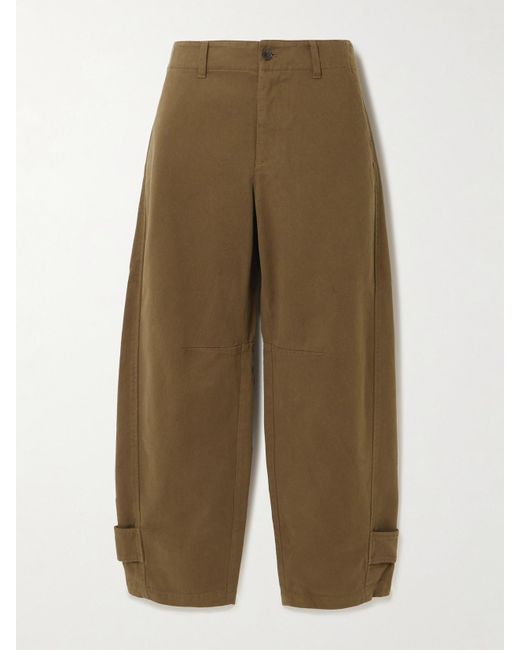 FRAME Green The Twisted Cotton-Twill Tapered Pants