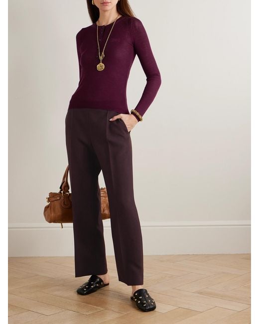 Chloé Purple Wool-Crepe Straight-Leg Pants