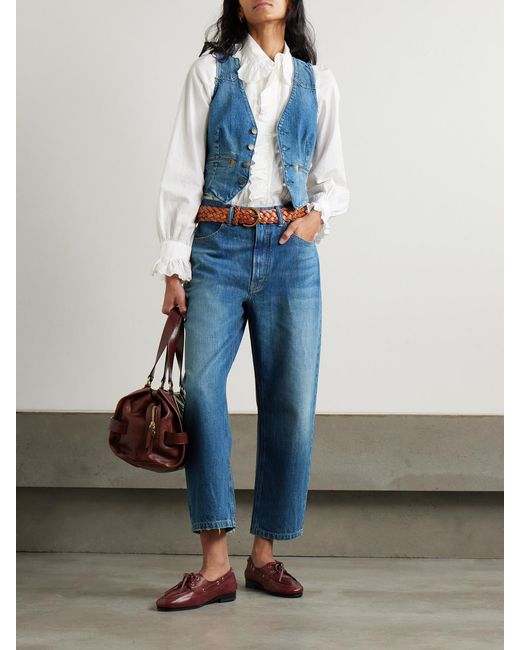 Polo Ralph Lauren Blue Embroidered Denim Vest
