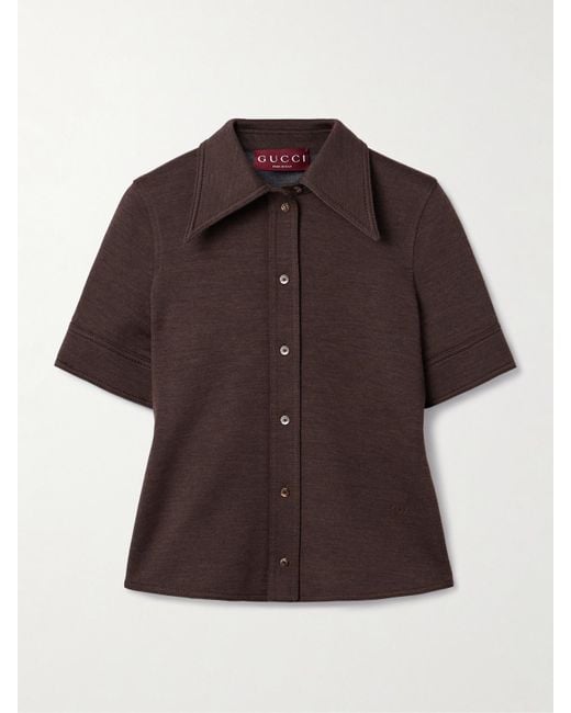 Gucci Brown Hemd Aus Jersey Aus Einer Wollmischung
