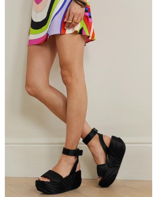 Emilio Pucci Black Satin Platform Sandals