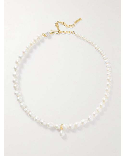 Completedworks Natural Plated, Pearl And Cubic Zirconia Necklace