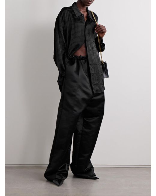 Balenciaga Black Hose Mit Weitem Bein Aus Satin Aus Einer Baumwollmischung