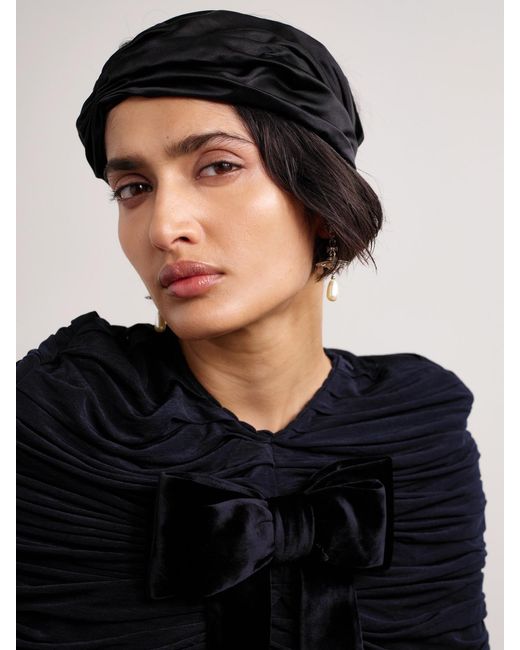 Jennifer Behr Black Dinah Haarband Aus Duchesse-Seidensatin Mit Raffungen