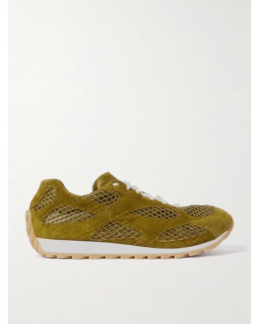 Baskets En Daim, Cuir Et Résille Orbit Bottega Veneta en coloris Green