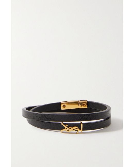 Saint Laurent White Opyum Leather And-Tone Bracelet