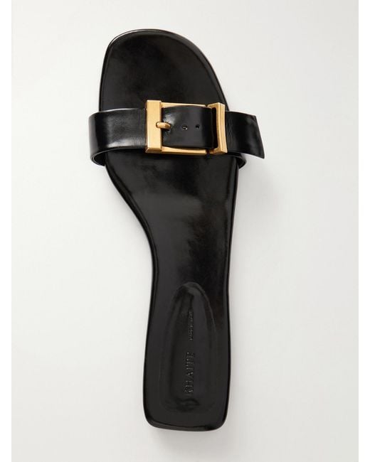 Khaite White Manhattan Buckled Leather Sandals