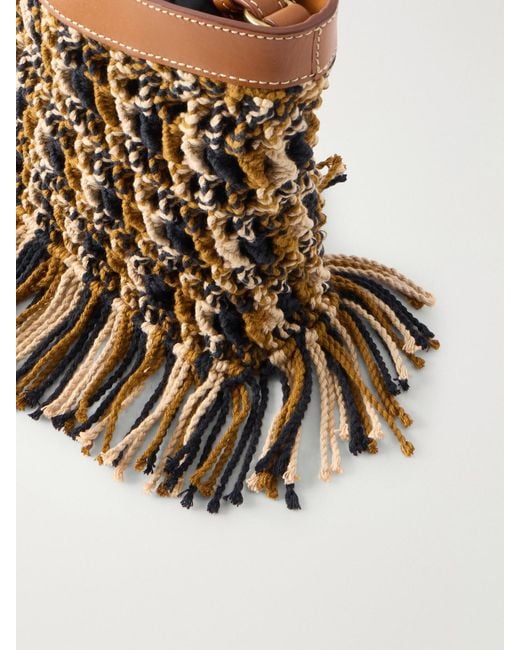 Isabel Marant Natural Noli Leather-Trimmed Macramè Tote