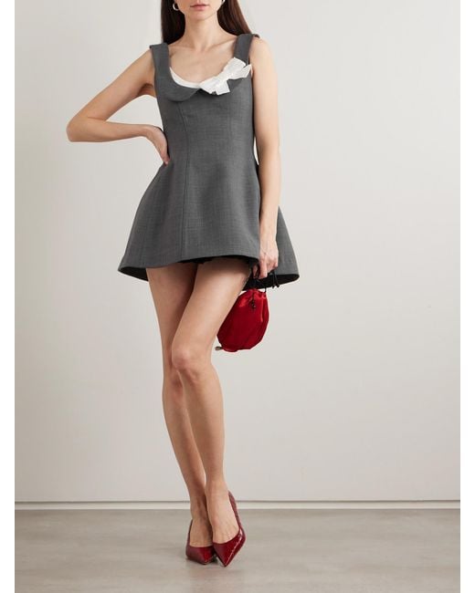 ShuShu/Tong Gray Bow-Detailed Flannel Mini Dress