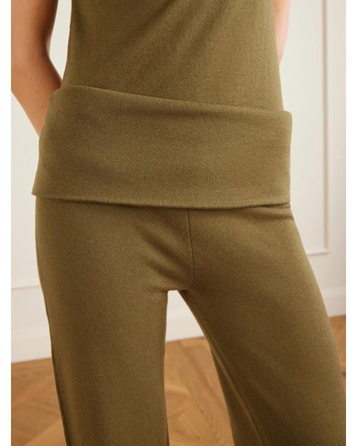 The Elder Statesman Green Flared Cashmere Pants