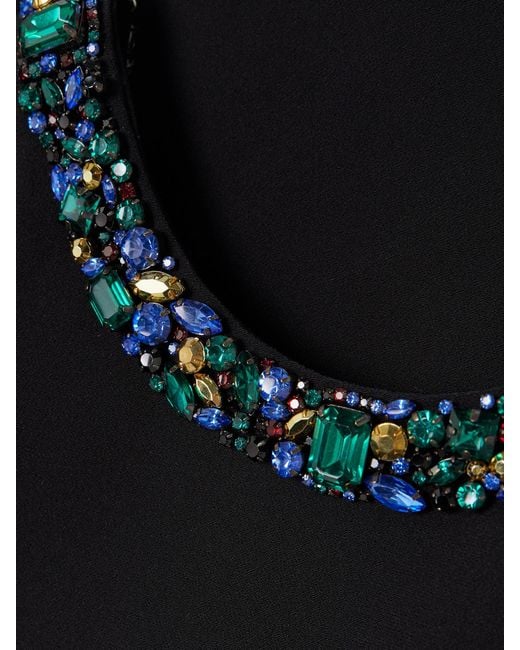 Balmain Black Open-Back Crystal-Embellished Crepe Gown