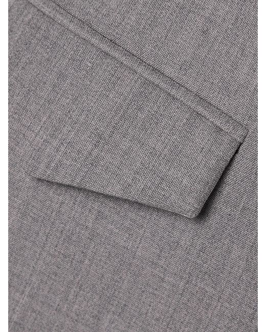 Victoria Beckham Gray Checked Wool Wide-Leg Pants