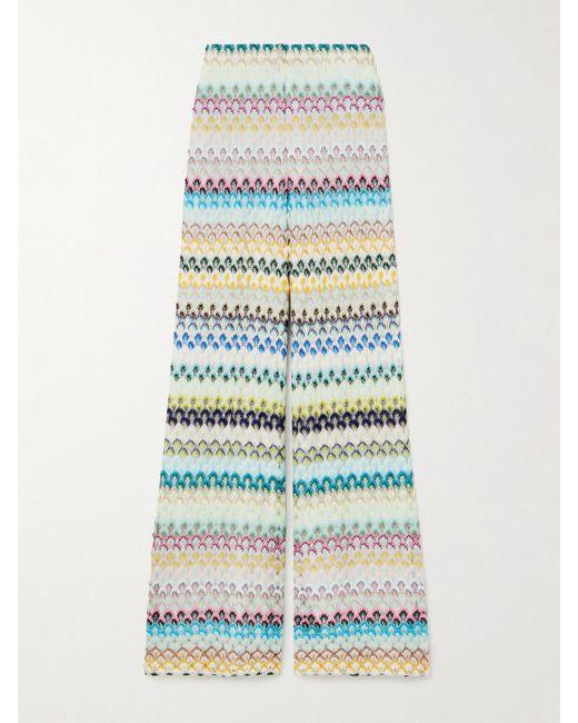 Missoni Blue Hose Mit Weitem Bein Aus Häkelstrick