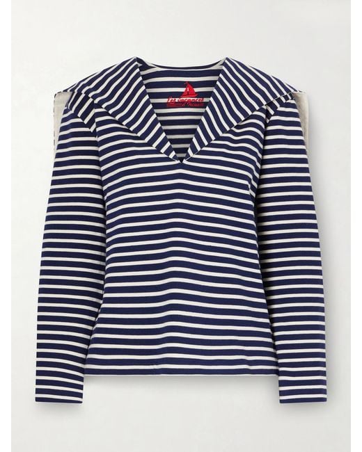 Les Vacances d'Irina Blue Seaman Striped Cotton-Jersey Blouse