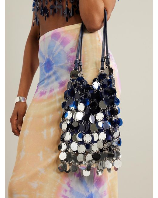 Sac À Main En Faille À Finitions En Cuir Et À Sequins Sparkle Rabanne en coloris Blue