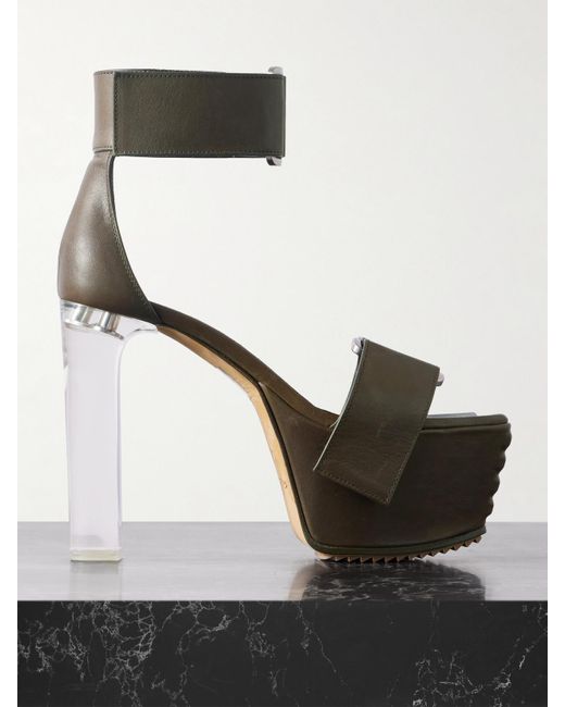 Rick Owens Black Leather Platform Sandals