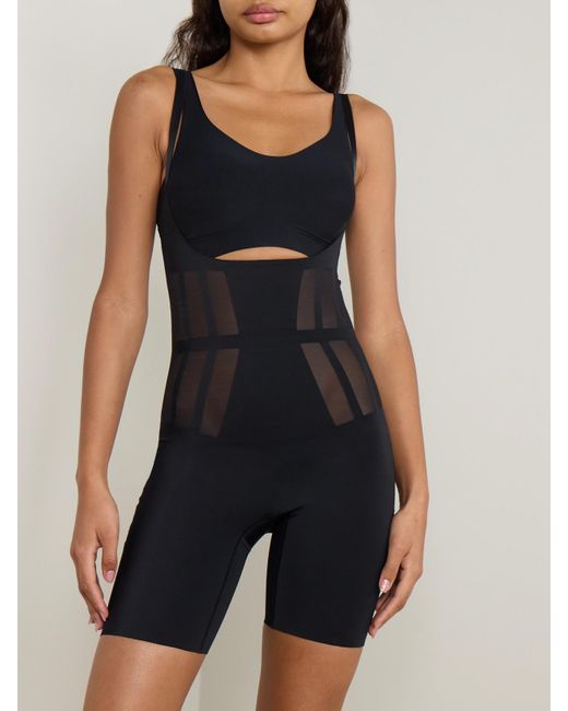 Commando Black Luxe Control Stretch Mesh-Trimmed Tech-Jersey Bodysuit