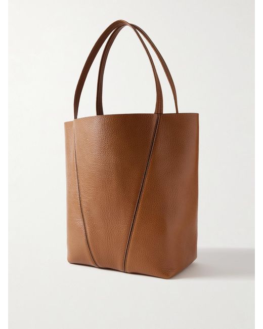Chloé Brown Spin Embellished Textured-Leather Tote