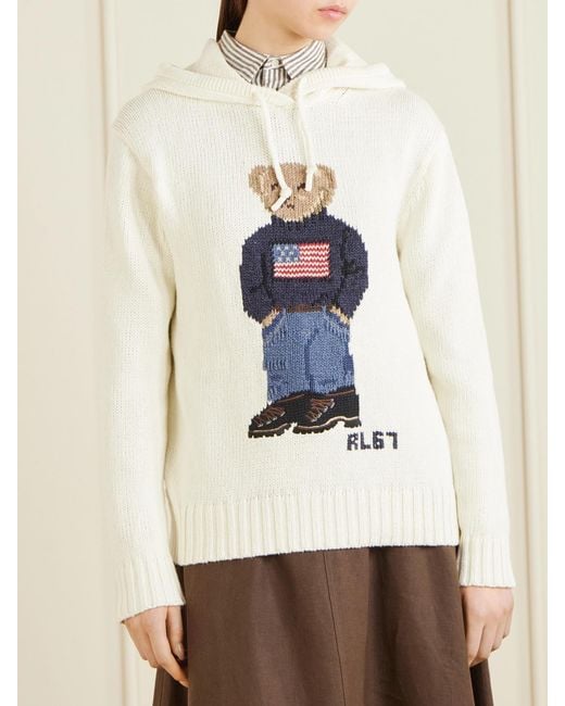 Polo Ralph Lauren White Cotton And Linen-Blend Hoodie