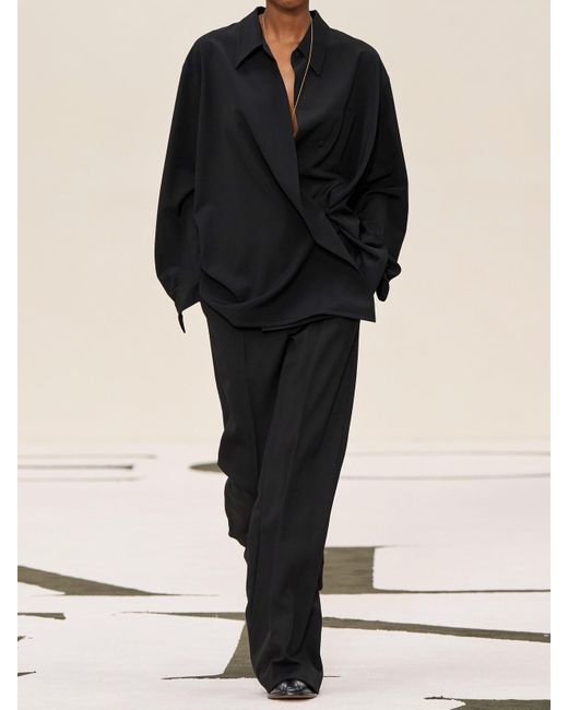 Calvin Klein Black Simone Wool Wide-Leg Pants