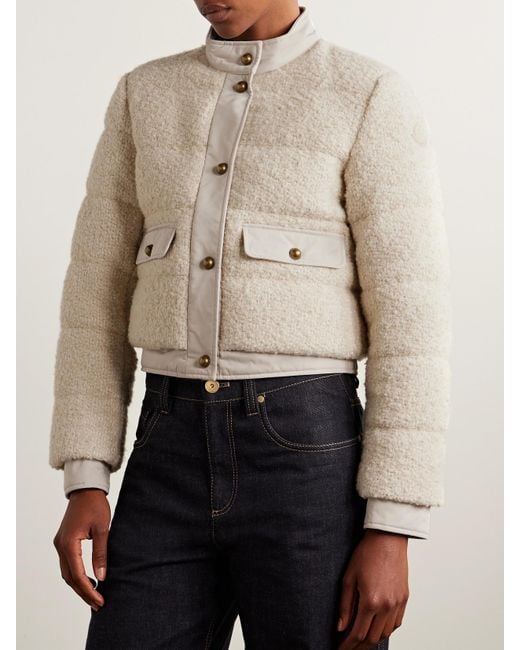 Moncler Natural Blandy Cropped Shell-Trimmed Bouclé Down Jacket