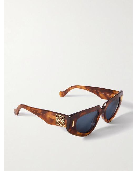 Loewe Blue Anagram Cat-Eye Tortoiseshell Acetate Sunglasses