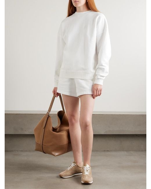 Anine Bing White Miles Embroidered Cotton-Jersey Sweatshirt
