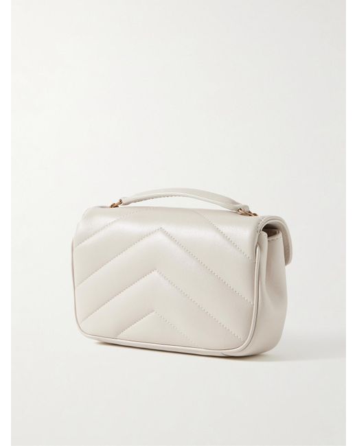 Saint Laurent Natural Loulou Schultertasche Aus Gestepptem Leder