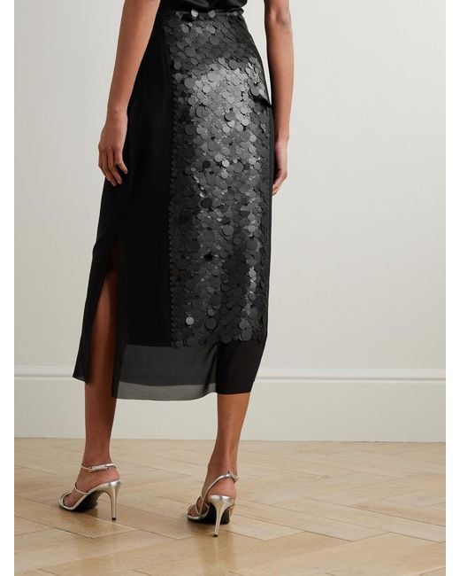 Joseph Black Cambo Pailette-Embellished Crepe De Chine Midi Skirt