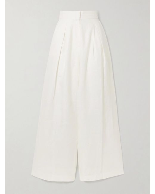 ANDRES OTALORA White Kushi Pleated Linen Wide-Leg Pants